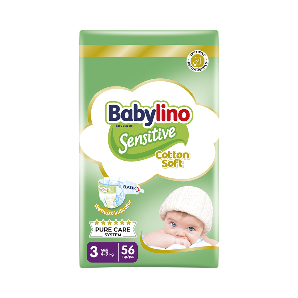 BABYLINO - VALUE PACK Babylino Sensitive Midi No3 (4-9 Kg) - 56 πάνες